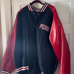 Steve & Barry's University of Pennsylvania Black and Red Faux Leather Jacket-XL